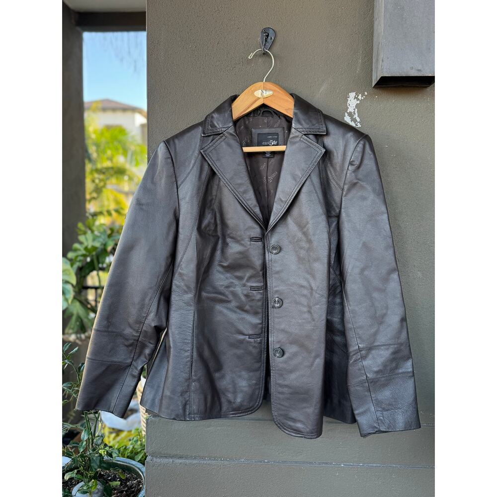 Vintage 90s East 5th Classic Black Leather Jacket Women’s Plus Size 1X Button Up